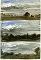 Hemsted Park, three studies with trees and storm clouds, 1856