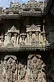 Hindu deities and aediculae in relief at Lakshmi Narasimha temple, Nuggehalli