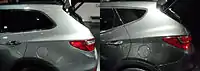 Comparison between LWB (left) and Sport (right) rear quarters