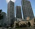 Icon Brickell Towers from the south on Brickell Avenue