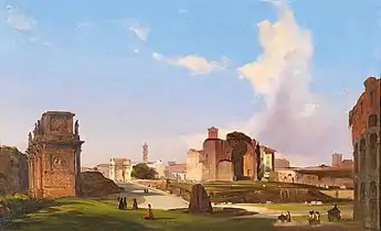 A view of the Roman Forum with the Arch of Constantine (ca. 1866) by Ippolito Caffi