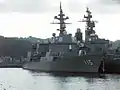 JS Akizuki at Yokosuka preparing for observing ceremony on 6 October 2012.