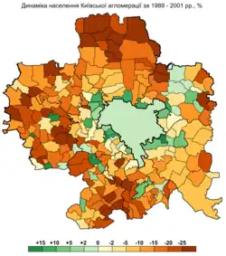 Dynamics of the population of the Kyiv agglomeration in the period 1989-2001