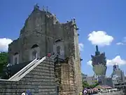 Back of the facade with the stairs for visitors