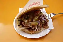 Doner kebab, of Turkish origin
