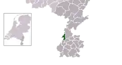 Highlighted position of Stein in a municipal map of Limburg