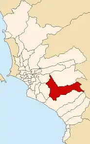 Location of Pachacamac in the Lima province