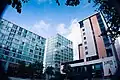 Fisheye view of apartments, office buildings, restaurants and the Jury's Inn Hotel in the Hub:MK complex