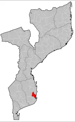 Morrumbene District on the map of Mozambique