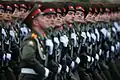 Ground Forces enlisted troops during the 2012 Moscow Victory Day Parade wearing the former dress uniform
