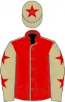 Red, beige seams, beige sleeves, red stars, beige cap, red star