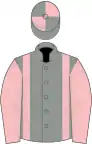 Grey, pink braces and sleeves, quartered cap