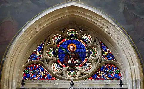 North transept window; St. Vincent, martyr