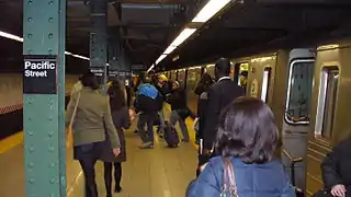 BMT Fourth Avenue southbound platform in 2007 bearing the old Pacific Street name