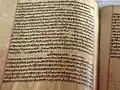 Page showing the Ratanmala, Hakikat Rah Mukam Raja Shiv Nabh Ki, and Ragamala (the former two being adulterated, superfluous, unauthenticated compositions, known as kachi bani) from a Guru Granth Sahib manuscript attributed to Baba Natha Singh, pre-1708