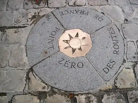 French road system's Point Zéro spot on the ground in front of Notre-Dame (since 1924)