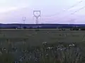 The line Etzenricht-Hradec on delta-type pylons on the remaining 97.5 kilometres to Hradec substation