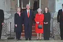 President Bill Clinton, First Lady Hillary Clinton, and Chelsea Clinton with Queen Elizabeth II and at the Buckingham Palace, 2000.