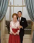 President and Mrs. Reagan in the Blue Room, 1981