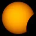 Fixed tripod image of a solar eclipse using a digital-SLR camera with a 500 mm lens