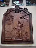 Bas-relief in cherry wood: the Virgin appearing to Saint-Jacques. School of Auvergne 17th century