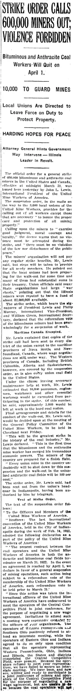 New York Times, March 22, 1922