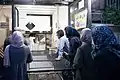 An interesting view from inside a bakery