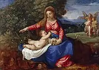 Titian, Madonna and Child in a Landscape with Tobias and the Angel (1535-1540)