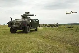 A TOW fired from a US Marine Corps Humvee during training, in 2014.