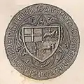 Coat of arms of Duchy of Trakai on the lower left corner of seal of Vytautas the Great, 1404.