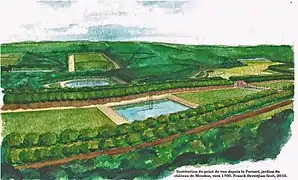 Recreated view from the "Parasol", circa 1700
