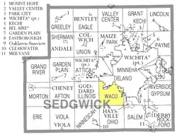 Location of Waco Township in Sedgwick County