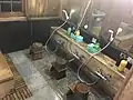 Showers and stools at a sentō.