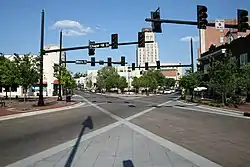 An intersection in downtown Durham