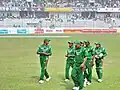 Bangladesh team returning to the dressing room at the Stadium