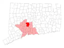 Location in New Haven County, Connecticut