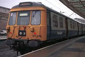 TransClyde branded Class 303 unrefurbished unit no. 303 089 at Wemyss Bay railway station