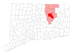 Location in Tolland County, Connecticut