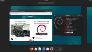 Screenshot of Debian 11 (Bullseye) with the GNOME desktop environment 43.4