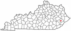 Location of Hindman, Kentucky