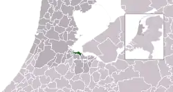 Highlighted position of Muiden in a municipal map of North Holland