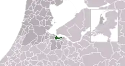 Highlighted position of Naarden in a municipal map of North Holland