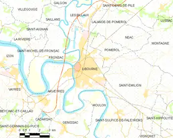 Map of the commune of Libourne