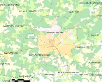 Map of the commune of Mont-de-Marsan