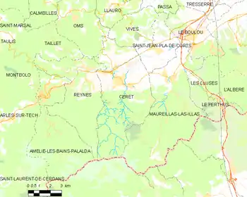Map of the commune of Céret