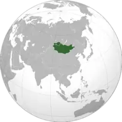 Outer Mongolia in 1915, shown in green