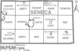 Map of Seneca County, Ohio With Municipal and Township Labels