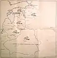 Map sent to Heydrich showing (next to the coffins) how many Jews Einsatzgruppe A had killed (128,000 total)