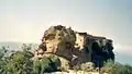 The Varlaam monastery on its rock pedestal.