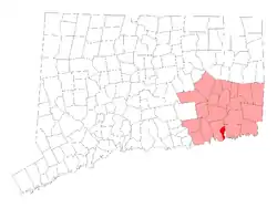 Location in New London County, Connecticut